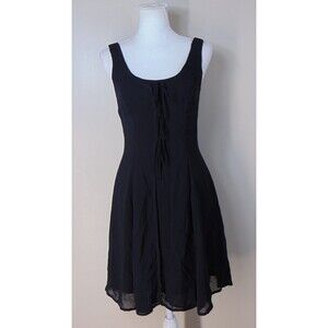 Vtg 90's Express Slip Dress Black Maxi Sleeveless Rayon Knee Size 3 Glam Lined